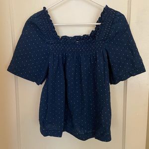 Madewell Indigo Square Neck Smock Top